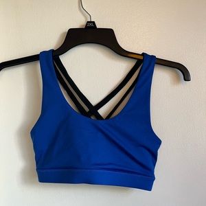 Forever 21, XS, blue, sports bra, Never Worn, black straps, crop top, dance top